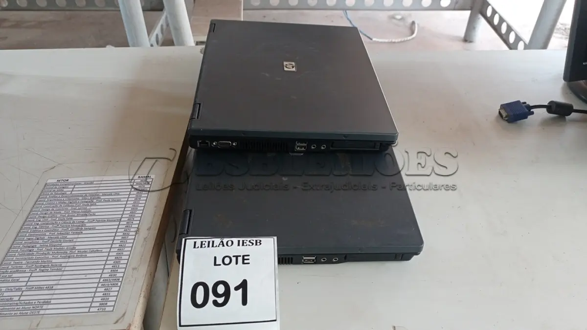 LOTE 091 - 02 NOTEBOOKS HP SEM FONTE. (NO ESTADO) ATENÇÃO! FAZER A VISITAÇÃO ANTES DE ARREMATAR, NÃO SABEMOS SE FUNCIONA, LEILÃO NÃO TEM GARANTIA E NEM DEVOLUÇÃO, SUJEITO A POSSÍVEIS AVARIAS VISÍVEIS/OCULTAS E/OU AUSÊNCIA DE COMPONENTES.