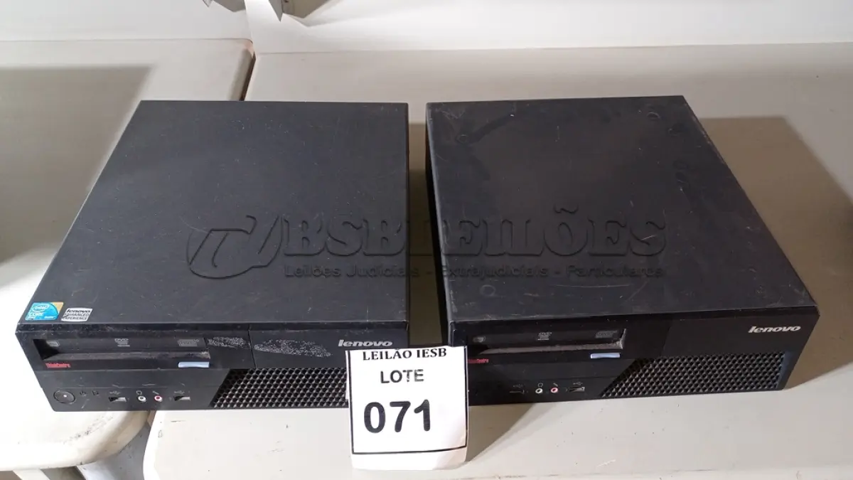 LOTE 071 - 02 CPUS LENOVO. (NO ESTADO) ATENÇÃO! FAZER A VISITAÇÃO ANTES DE ARREMATAR, NÃO SABEMOS SE FUNCIONA, LEILÃO NÃO TEM GARANTIA E NEM DEVOLUÇÃO, SUJEITO A POSSÍVEIS AVARIAS VISÍVEIS/OCULTAS E/OU AUSÊNCIA DE COMPONENTES.
