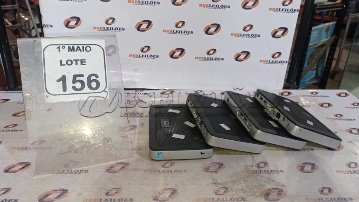 LOTE 156 - 04 MINIS PC MODELO WYSE MARCA DELL. (NO ESTADO) ATENÇÃO! FAZER A VISITAÇÃO ANTES DE ARREMATAR, NÃO SABEMOS SE FUNCIONA, LEILÃO NÃO TEM GARANTIA E NEM DEVOLUÇÃO, SUJEITO A POSSÍVEIS AVARIAS VISÍVEIS/OCULTAS E/OU AUSÊNCIA DE COMPONENTES.