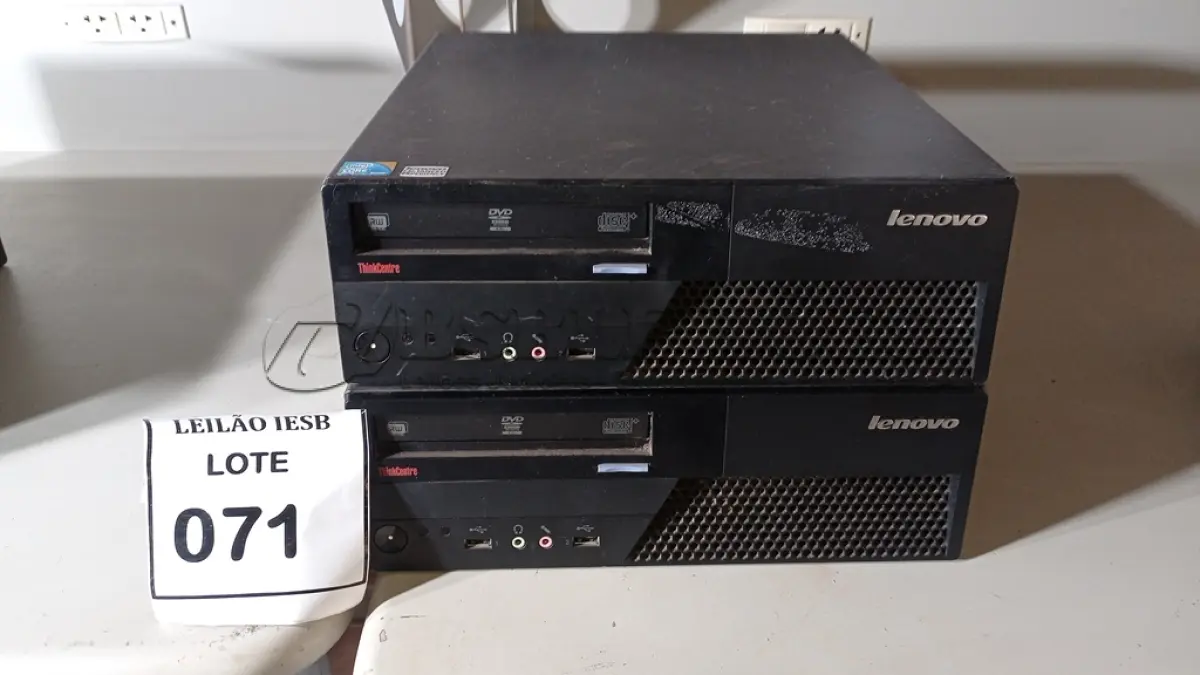 LOTE 071 - 02 CPUS LENOVO. (NO ESTADO) ATENÇÃO! FAZER A VISITAÇÃO ANTES DE ARREMATAR, NÃO SABEMOS SE FUNCIONA, LEILÃO NÃO TEM GARANTIA E NEM DEVOLUÇÃO, SUJEITO A POSSÍVEIS AVARIAS VISÍVEIS/OCULTAS E/OU AUSÊNCIA DE COMPONENTES.