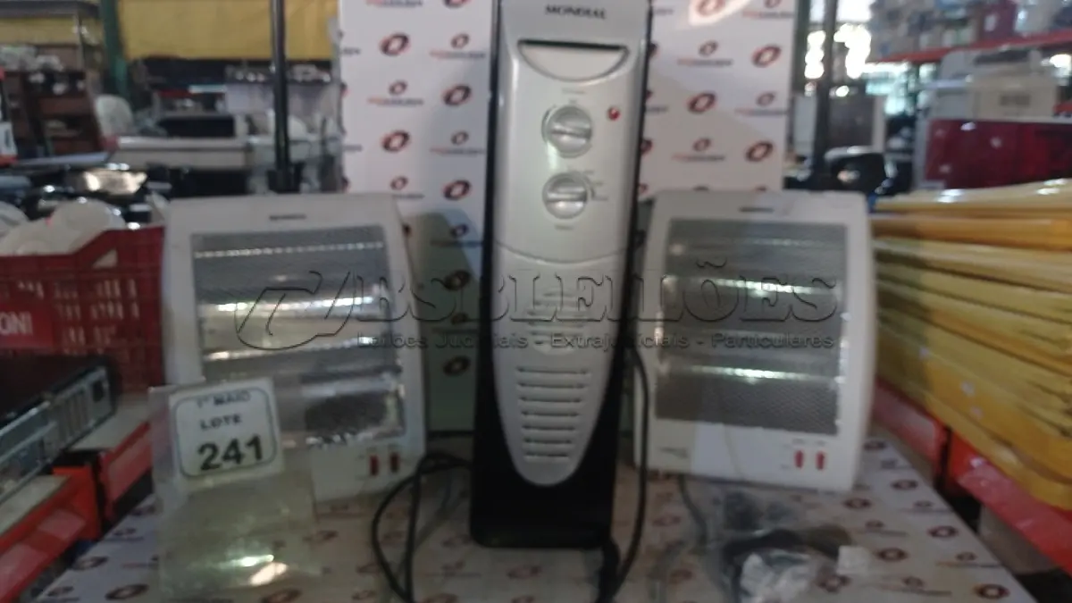 LOTE 241 - 03 AQUECEDORES DE AR MODELOS DIVERSOS MARCA MONDIAL. (NO ESTADO) ATENÇÃO! FAZER A VISITAÇÃO ANTES DE ARREMATAR, NÃO SABEMOS SE FUNCIONA, LEILÃO NÃO TEM GARANTIA E NEM DEVOLUÇÃO, SUJEITO A POSSÍVEIS AVARIAS VISÍVEIS/OCULTAS E/OU AUSÊNCIA DE COMPONENTES.