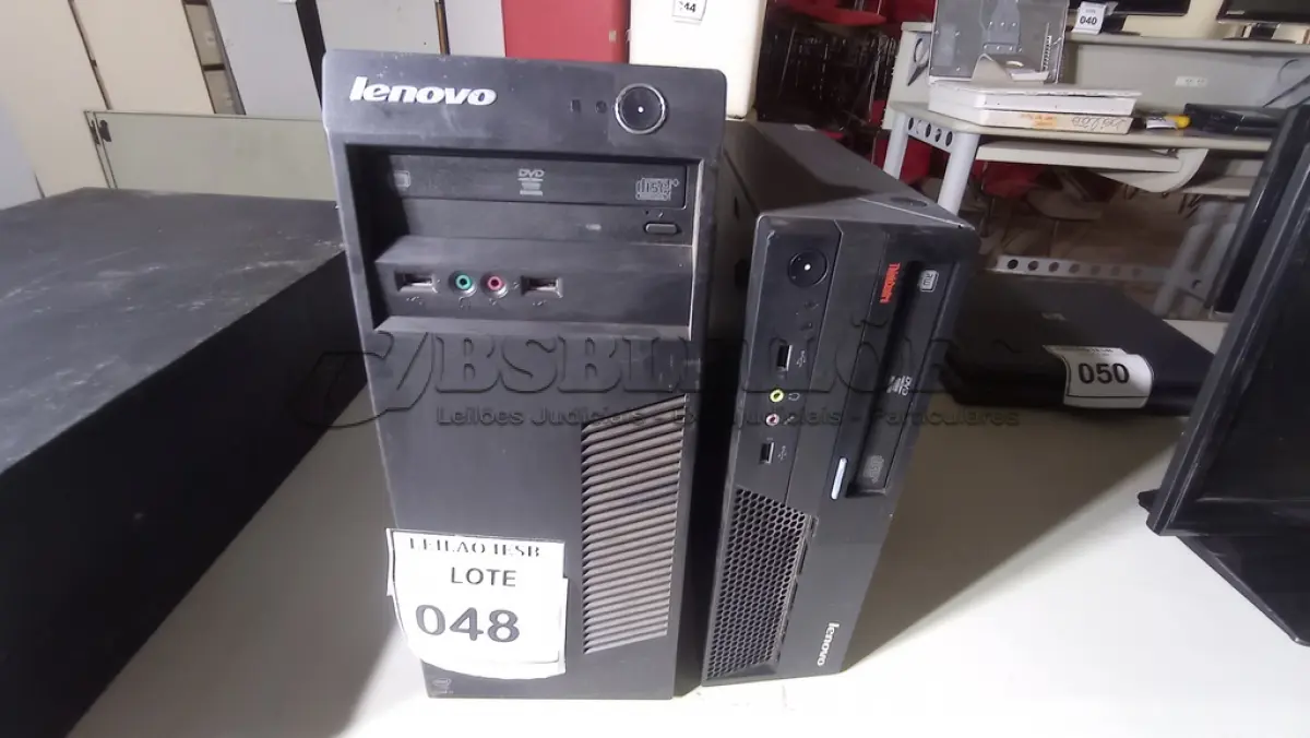 LOTE 048 - 02 CPUS LENOVO. (NO ESTADO) ATENÇÃO! FAZER A VISITAÇÃO ANTES DE ARREMATAR, NÃO SABEMOS SE FUNCIONA, LEILÃO NÃO TEM GARANTIA E NEM DEVOLUÇÃO, SUJEITO A POSSÍVEIS AVARIAS VISÍVEIS/OCULTAS E/OU AUSÊNCIA DE COMPONENTES.