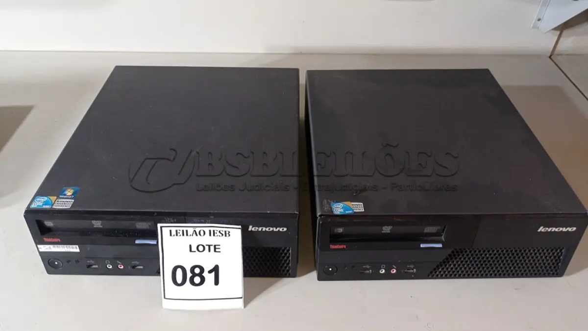 LOTE 081 - 02 CPUS LENOVO. (NO ESTADO) ATENÇÃO! FAZER A VISITAÇÃO ANTES DE ARREMATAR, NÃO SABEMOS SE FUNCIONA, LEILÃO NÃO TEM GARANTIA E NEM DEVOLUÇÃO, SUJEITO A POSSÍVEIS AVARIAS VISÍVEIS/OCULTAS E/OU AUSÊNCIA DE COMPONENTES.