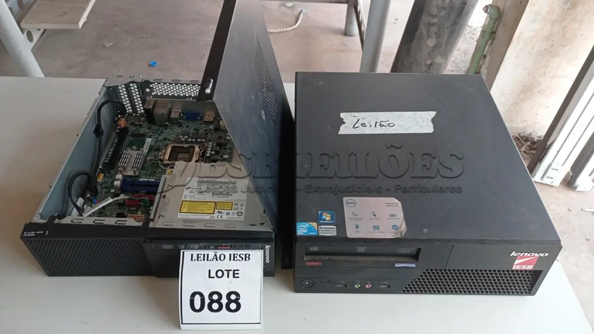 LOTE 088 - 02 CPUS LENOVO. (NO ESTADO) ATENÇÃO! FAZER A VISITAÇÃO ANTES DE ARREMATAR, NÃO SABEMOS SE FUNCIONA, LEILÃO NÃO TEM GARANTIA E NEM DEVOLUÇÃO, SUJEITO A POSSÍVEIS AVARIAS VISÍVEIS/OCULTAS E/OU AUSÊNCIA DE COMPONENTES.
