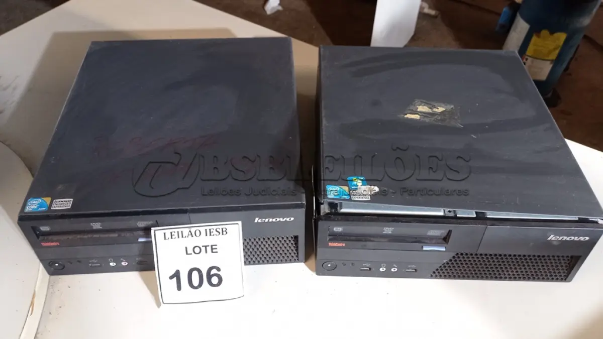 LOTE 106 - 02 CPUS LENOVO. (NO ESTADO) ATENÇÃO! FAZER A VISITAÇÃO ANTES DE ARREMATAR, NÃO SABEMOS SE FUNCIONA, LEILÃO NÃO TEM GARANTIA E NEM DEVOLUÇÃO, SUJEITO A POSSÍVEIS AVARIAS VISÍVEIS/OCULTAS E/OU AUSÊNCIA DE COMPONENTES.