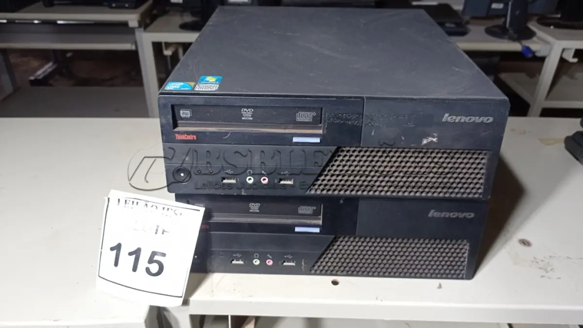 LOTE 115 - 02 CPUS LENOVO. (NO ESTADO) ATENÇÃO! FAZER A VISITAÇÃO ANTES DE ARREMATAR, NÃO SABEMOS SE FUNCIONA, LEILÃO NÃO TEM GARANTIA E NEM DEVOLUÇÃO, SUJEITO A POSSÍVEIS AVARIAS VISÍVEIS/OCULTAS E/OU AUSÊNCIA DE COMPONENTES.