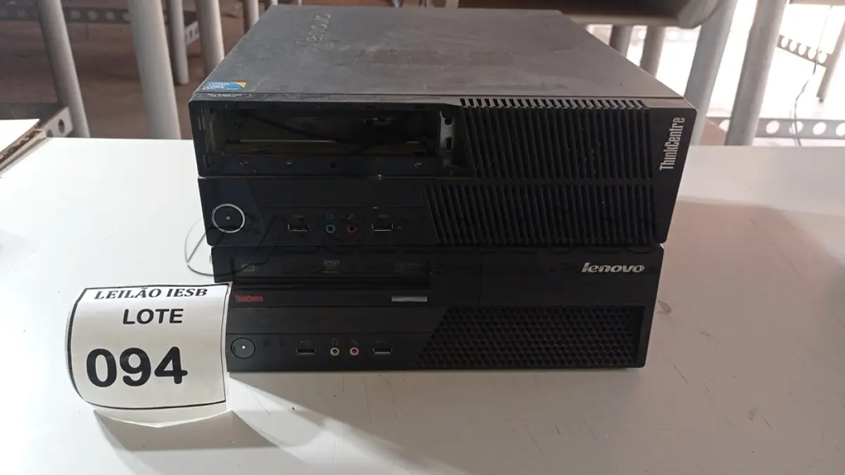 LOTE 094 - 02 CPUS LENOVO. (NO ESTADO) ATENÇÃO! FAZER A VISITAÇÃO ANTES DE ARREMATAR, NÃO SABEMOS SE FUNCIONA, LEILÃO NÃO TEM GARANTIA E NEM DEVOLUÇÃO, SUJEITO A POSSÍVEIS AVARIAS VISÍVEIS/OCULTAS E/OU AUSÊNCIA DE COMPONENTES.