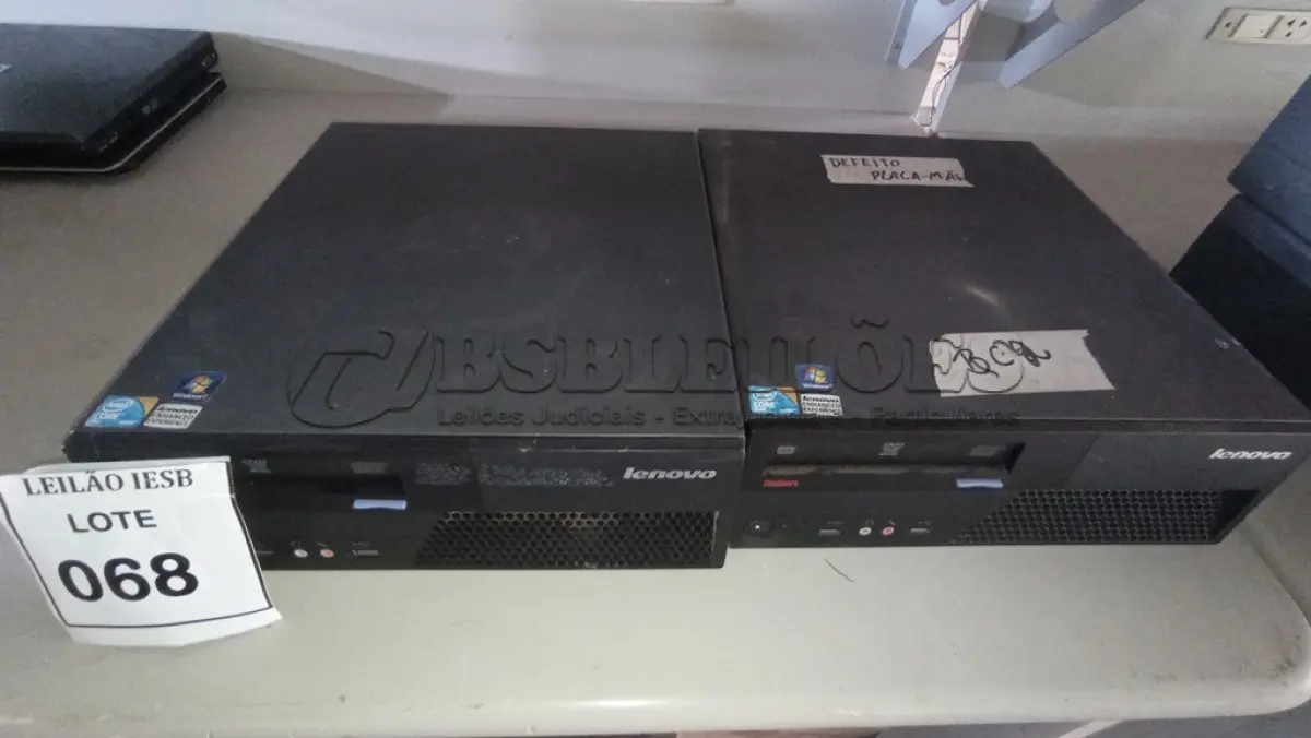 LOTE 068 - 02 CPUS LENOVO. (NO ESTADO) ATENÇÃO! FAZER A VISITAÇÃO ANTES DE ARREMATAR, NÃO SABEMOS SE FUNCIONA, LEILÃO NÃO TEM GARANTIA E NEM DEVOLUÇÃO, SUJEITO A POSSÍVEIS AVARIAS VISÍVEIS/OCULTAS E/OU AUSÊNCIA DE COMPONENTES.
