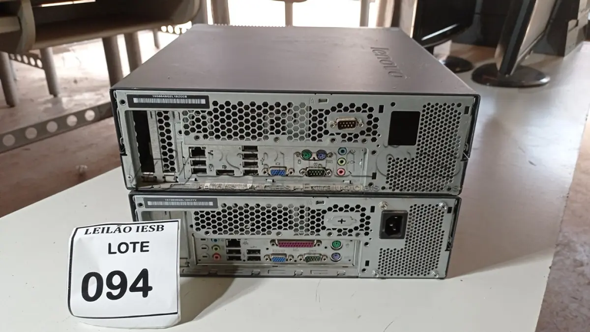 LOTE 094 - 02 CPUS LENOVO. (NO ESTADO) ATENÇÃO! FAZER A VISITAÇÃO ANTES DE ARREMATAR, NÃO SABEMOS SE FUNCIONA, LEILÃO NÃO TEM GARANTIA E NEM DEVOLUÇÃO, SUJEITO A POSSÍVEIS AVARIAS VISÍVEIS/OCULTAS E/OU AUSÊNCIA DE COMPONENTES.