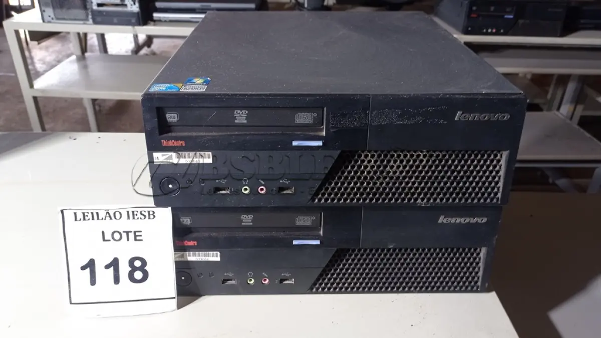 LOTE 118 - 02 CPUS LENOVO. (NO ESTADO) ATENÇÃO! FAZER A VISITAÇÃO ANTES DE ARREMATAR, NÃO SABEMOS SE FUNCIONA, LEILÃO NÃO TEM GARANTIA E NEM DEVOLUÇÃO, SUJEITO A POSSÍVEIS AVARIAS VISÍVEIS/OCULTAS E/OU AUSÊNCIA DE COMPONENTES.