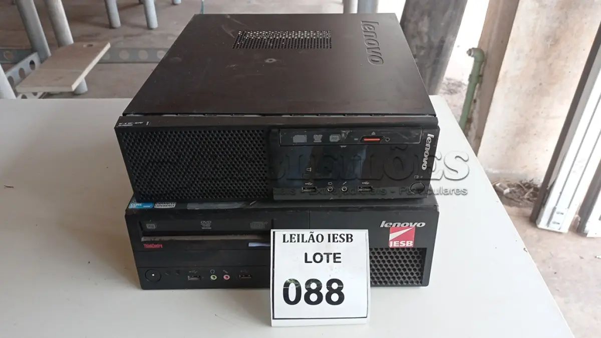 LOTE 088 - 02 CPUS LENOVO. (NO ESTADO) ATENÇÃO! FAZER A VISITAÇÃO ANTES DE ARREMATAR, NÃO SABEMOS SE FUNCIONA, LEILÃO NÃO TEM GARANTIA E NEM DEVOLUÇÃO, SUJEITO A POSSÍVEIS AVARIAS VISÍVEIS/OCULTAS E/OU AUSÊNCIA DE COMPONENTES.
