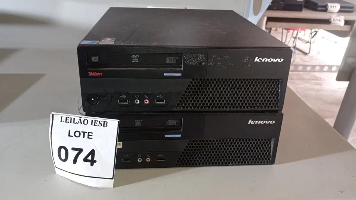 LOTE 074 - 02 CPUS LENOVO. (NO ESTADO) ATENÇÃO! FAZER A VISITAÇÃO ANTES DE ARREMATAR, NÃO SABEMOS SE FUNCIONA, LEILÃO NÃO TEM GARANTIA E NEM DEVOLUÇÃO, SUJEITO A POSSÍVEIS AVARIAS VISÍVEIS/OCULTAS E/OU AUSÊNCIA DE COMPONENTES.