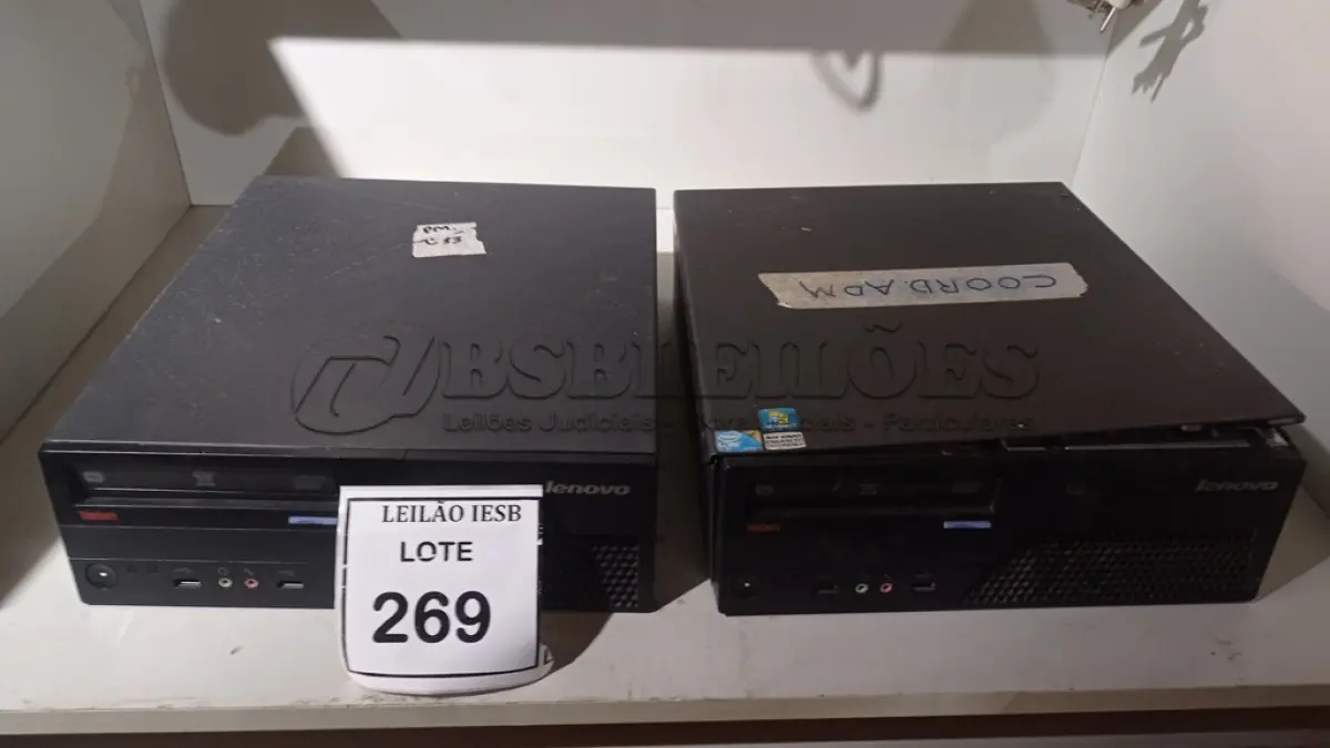 LOTE 269 - 02 CPUS LENOVO. (NO ESTADO) ATENÇÃO! FAZER A VISITAÇÃO ANTES DE ARREMATAR, NÃO SABEMOS SE FUNCIONA, LEILÃO NÃO TEM GARANTIA E NEM DEVOLUÇÃO, SUJEITO A POSSÍVEIS AVARIAS VISÍVEIS/OCULTAS E/OU AUSÊNCIA DE COMPONENTES.