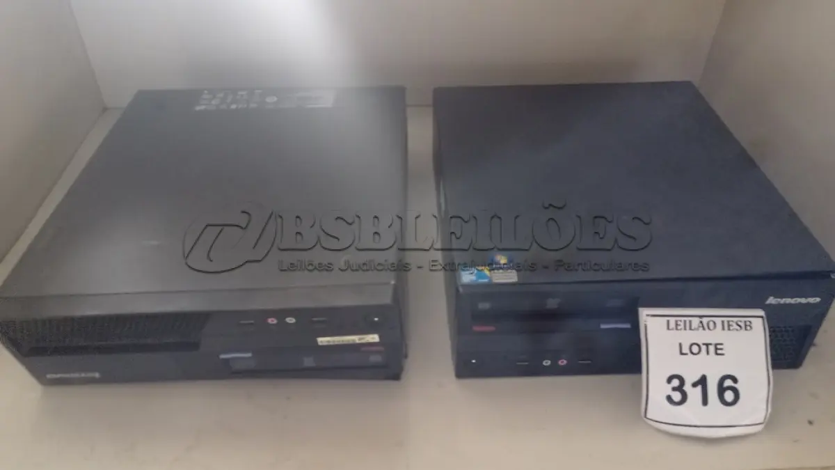 LOTE 316 - 02 CPUS LENOVO. (NO ESTADO) ATENÇÃO! FAZER A VISITAÇÃO ANTES DE ARREMATAR, NÃO SABEMOS SE FUNCIONA, LEILÃO NÃO TEM GARANTIA E NEM DEVOLUÇÃO, SUJEITO A POSSÍVEIS AVARIAS VISÍVEIS/OCULTAS E/OU AUSÊNCIA DE COMPONENTES.