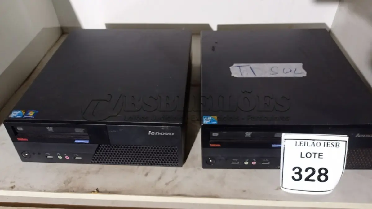 LOTE 328 - 02 CPUS LENOVO. (NO ESTADO) ATENÇÃO! FAZER A VISITAÇÃO ANTES DE ARREMATAR, NÃO SABEMOS SE FUNCIONA, LEILÃO NÃO TEM GARANTIA E NEM DEVOLUÇÃO, SUJEITO A POSSÍVEIS AVARIAS VISÍVEIS/OCULTAS E/OU AUSÊNCIA DE COMPONENTES.