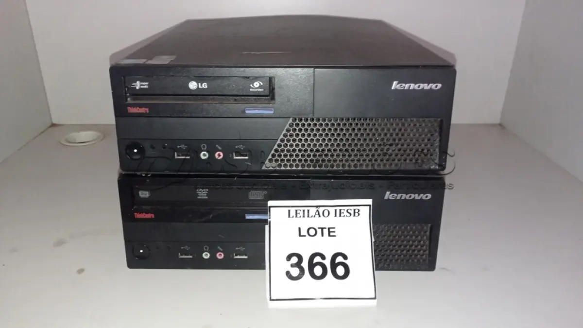 LOTE 366 - 02 CPUS LENOVO. (NO ESTADO) ATENÇÃO! FAZER A VISITAÇÃO ANTES DE ARREMATAR, NÃO SABEMOS SE FUNCIONA, LEILÃO NÃO TEM GARANTIA E NEM DEVOLUÇÃO, SUJEITO A POSSÍVEIS AVARIAS VISÍVEIS/OCULTAS E/OU AUSÊNCIA DE COMPONENTES.