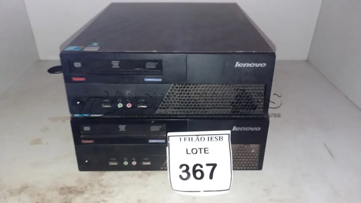 LOTE 367 - 02 CPUS LENOVO. (NO ESTADO) ATENÇÃO! FAZER A VISITAÇÃO ANTES DE ARREMATAR, NÃO SABEMOS SE FUNCIONA, LEILÃO NÃO TEM GARANTIA E NEM DEVOLUÇÃO, SUJEITO A POSSÍVEIS AVARIAS VISÍVEIS/OCULTAS E/OU AUSÊNCIA DE COMPONENTES.