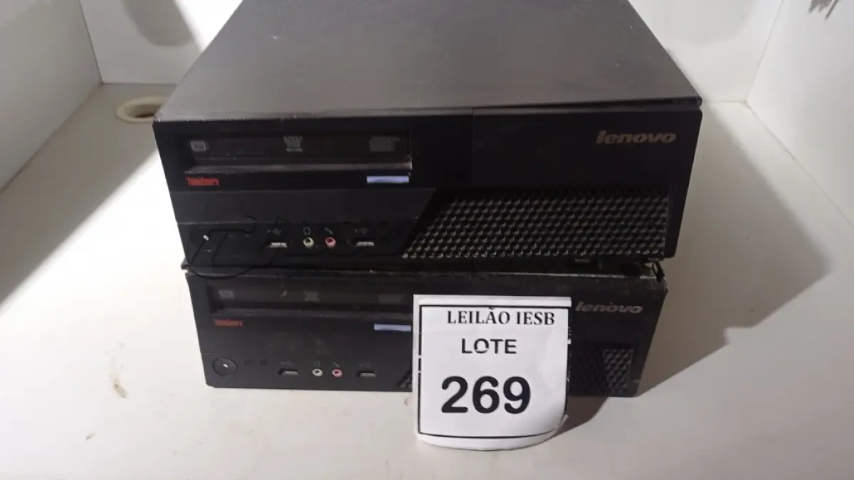 LOTE 269 - 02 CPUS LENOVO. (NO ESTADO) ATENÇÃO! FAZER A VISITAÇÃO ANTES DE ARREMATAR, NÃO SABEMOS SE FUNCIONA, LEILÃO NÃO TEM GARANTIA E NEM DEVOLUÇÃO, SUJEITO A POSSÍVEIS AVARIAS VISÍVEIS/OCULTAS E/OU AUSÊNCIA DE COMPONENTES.