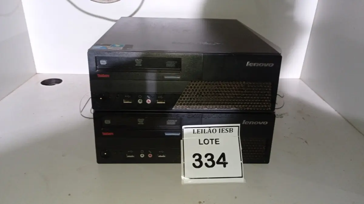 LOTE 334 - 02 CPUS LENOVO. (NO ESTADO) ATENÇÃO! FAZER A VISITAÇÃO ANTES DE ARREMATAR, NÃO SABEMOS SE FUNCIONA, LEILÃO NÃO TEM GARANTIA E NEM DEVOLUÇÃO, SUJEITO A POSSÍVEIS AVARIAS VISÍVEIS/OCULTAS E/OU AUSÊNCIA DE COMPONENTES.