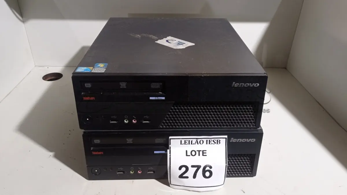 LOTE 276 - 02 CPUS LENOVO. (NO ESTADO) ATENÇÃO! FAZER A VISITAÇÃO ANTES DE ARREMATAR, NÃO SABEMOS SE FUNCIONA, LEILÃO NÃO TEM GARANTIA E NEM DEVOLUÇÃO, SUJEITO A POSSÍVEIS AVARIAS VISÍVEIS/OCULTAS E/OU AUSÊNCIA DE COMPONENTES.