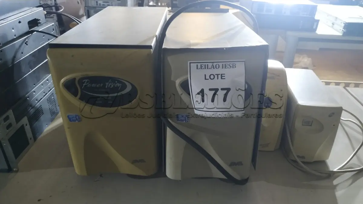 LOTE 177 - 02 NOBREAKS E 02 ESTABILIZADORES. (NO ESTADO) ATENÇÃO! FAZER A VISITAÇÃO ANTES DE ARREMATAR, NÃO SABEMOS SE FUNCIONA, LEILÃO NÃO TEM GARANTIA E NEM DEVOLUÇÃO, SUJEITO A POSSÍVEIS AVARIAS VISÍVEIS/OCULTAS E/OU AUSÊNCIA DE COMPONENTES.