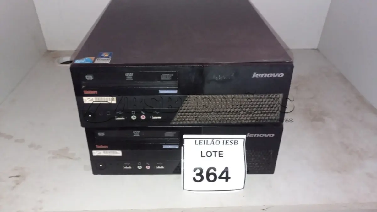 LOTE 364 - 02 CPUS LENOVO. (NO ESTADO) ATENÇÃO! FAZER A VISITAÇÃO ANTES DE ARREMATAR, NÃO SABEMOS SE FUNCIONA, LEILÃO NÃO TEM GARANTIA E NEM DEVOLUÇÃO, SUJEITO A POSSÍVEIS AVARIAS VISÍVEIS/OCULTAS E/OU AUSÊNCIA DE COMPONENTES.