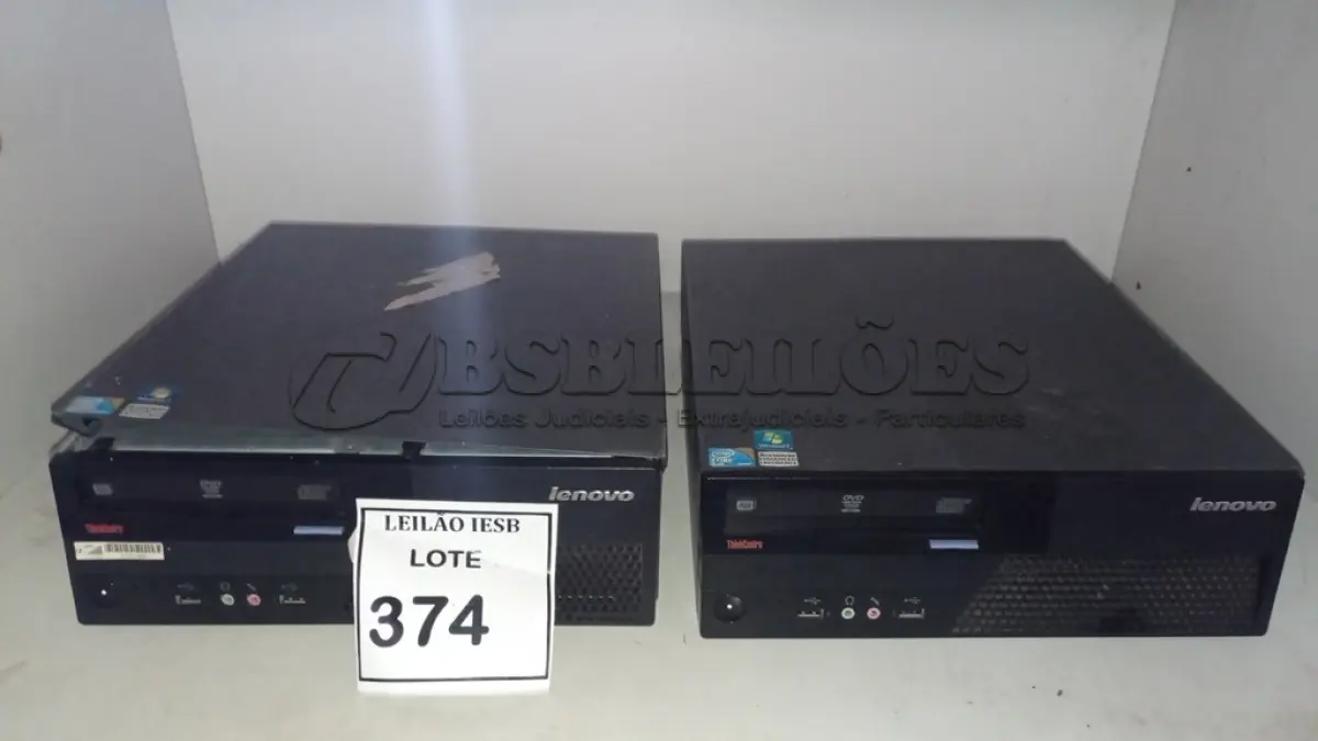 LOTE 374 - 02 CPUS LENOVO. (NO ESTADO) ATENÇÃO! FAZER A VISITAÇÃO ANTES DE ARREMATAR, NÃO SABEMOS SE FUNCIONA, LEILÃO NÃO TEM GARANTIA E NEM DEVOLUÇÃO, SUJEITO A POSSÍVEIS AVARIAS VISÍVEIS/OCULTAS E/OU AUSÊNCIA DE COMPONENTES.