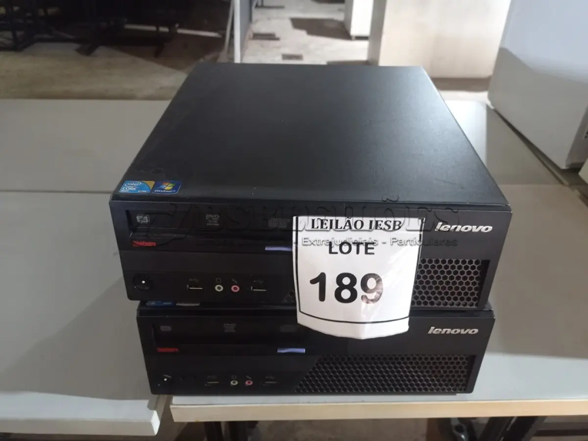 LOTE 189 - 02 CPUS LENOVO. (NO ESTADO) ATENÇÃO! FAZER A VISITAÇÃO ANTES DE ARREMATAR, NÃO SABEMOS SE FUNCIONA, LEILÃO NÃO TEM GARANTIA E NEM DEVOLUÇÃO, SUJEITO A POSSÍVEIS AVARIAS VISÍVEIS/OCULTAS E/OU AUSÊNCIA DE COMPONENTES.