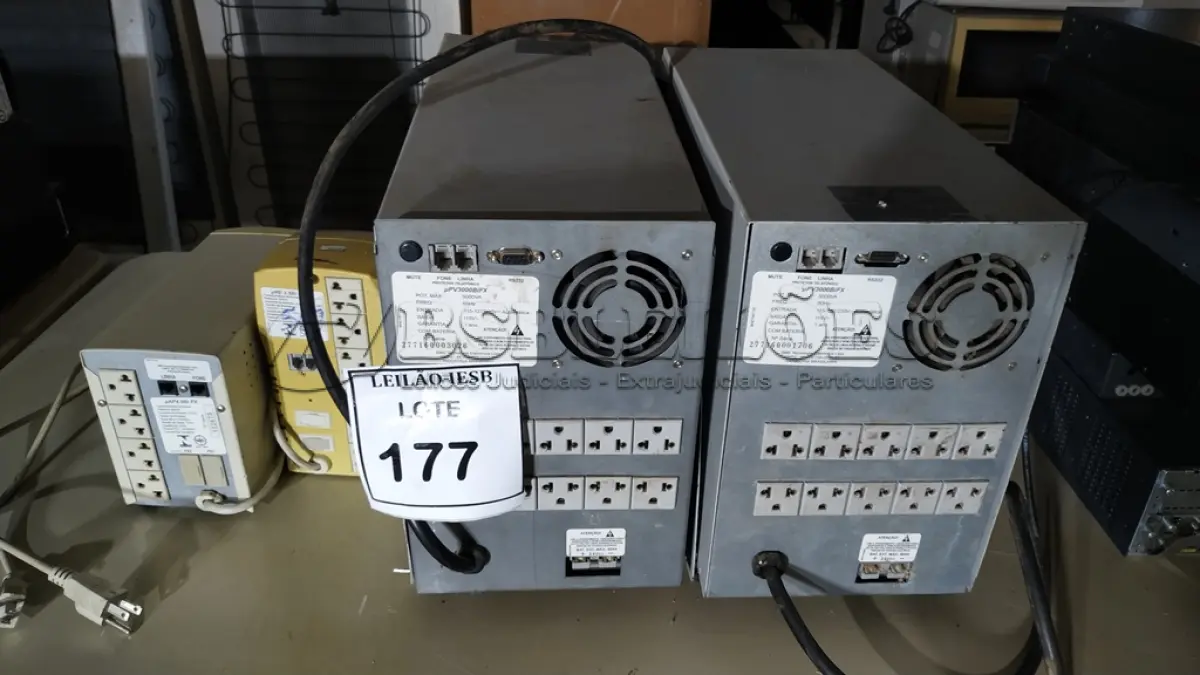 LOTE 177 - 02 NOBREAKS E 02 ESTABILIZADORES. (NO ESTADO) ATENÇÃO! FAZER A VISITAÇÃO ANTES DE ARREMATAR, NÃO SABEMOS SE FUNCIONA, LEILÃO NÃO TEM GARANTIA E NEM DEVOLUÇÃO, SUJEITO A POSSÍVEIS AVARIAS VISÍVEIS/OCULTAS E/OU AUSÊNCIA DE COMPONENTES.
