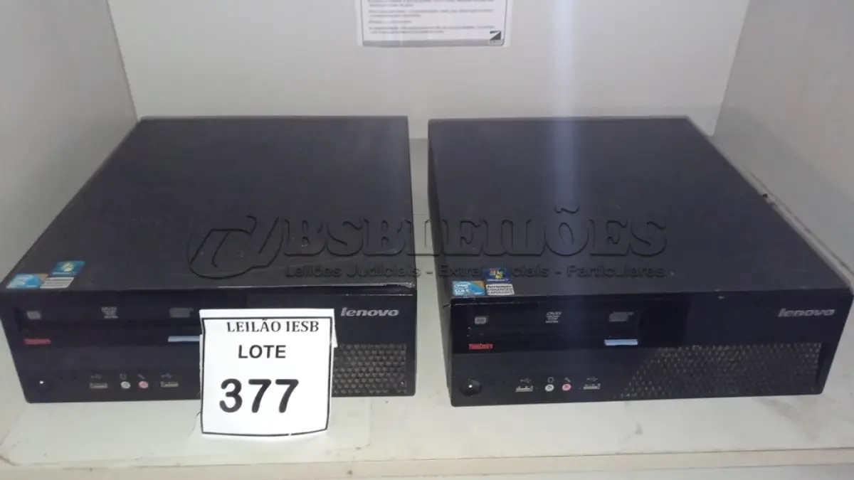 LOTE 377 - 02 CPUS LENOVO. (NO ESTADO) ATENÇÃO! FAZER A VISITAÇÃO ANTES DE ARREMATAR, NÃO SABEMOS SE FUNCIONA, LEILÃO NÃO TEM GARANTIA E NEM DEVOLUÇÃO, SUJEITO A POSSÍVEIS AVARIAS VISÍVEIS/OCULTAS E/OU AUSÊNCIA DE COMPONENTES.