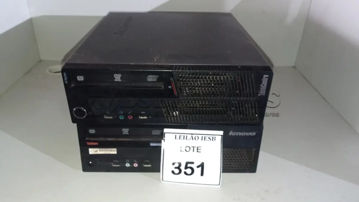 LOTE 351 - 02 CPUS LENOVO. (NO ESTADO) ATENÇÃO! FAZER A VISITAÇÃO ANTES DE ARREMATAR, NÃO SABEMOS SE FUNCIONA, LEILÃO NÃO TEM GARANTIA E NEM DEVOLUÇÃO, SUJEITO A POSSÍVEIS AVARIAS VISÍVEIS/OCULTAS E/OU AUSÊNCIA DE COMPONENTES.