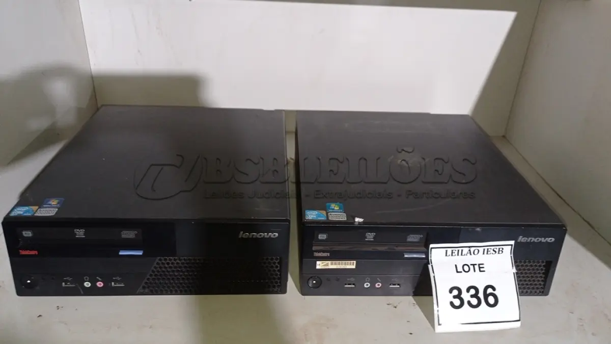 LOTE 336 - 02 CPUS LENOVO. (NO ESTADO) ATENÇÃO! FAZER A VISITAÇÃO ANTES DE ARREMATAR, NÃO SABEMOS SE FUNCIONA, LEILÃO NÃO TEM GARANTIA E NEM DEVOLUÇÃO, SUJEITO A POSSÍVEIS AVARIAS VISÍVEIS/OCULTAS E/OU AUSÊNCIA DE COMPONENTES.
