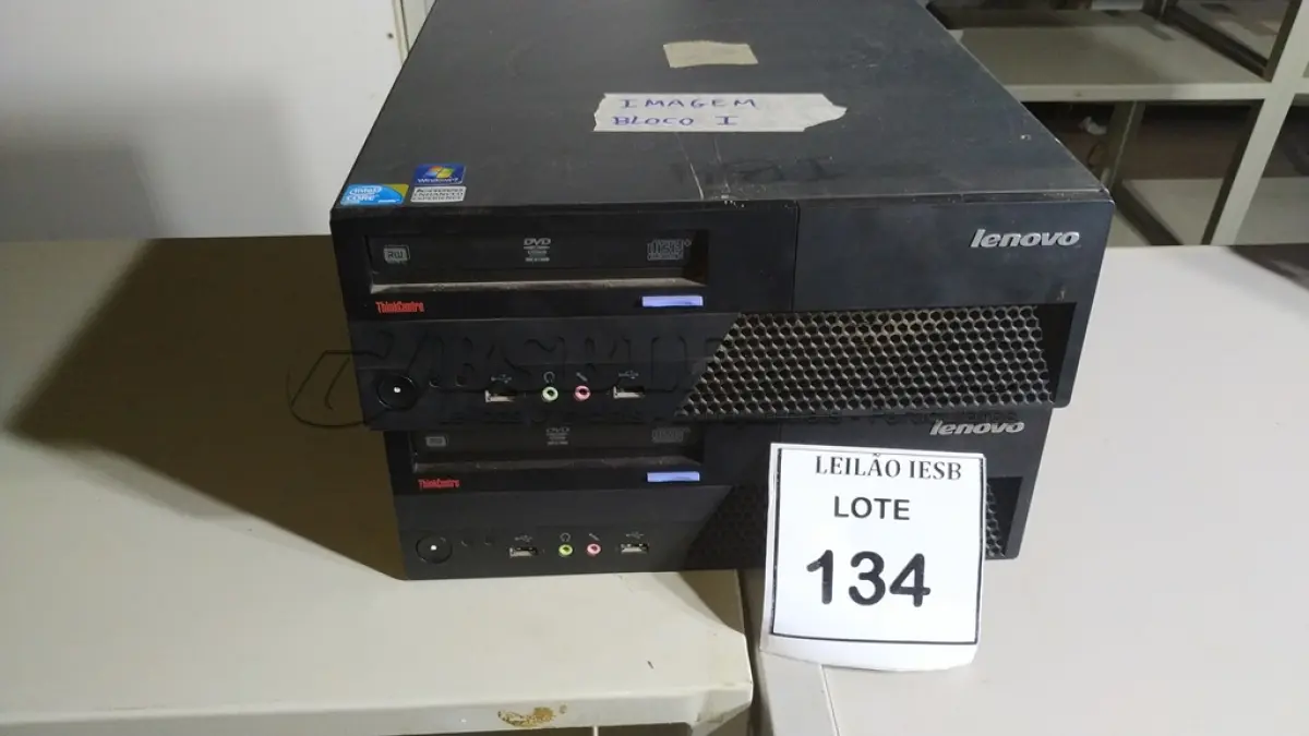 LOTE 134 - 02 CPUS LENOVO. (NO ESTADO) ATENÇÃO! FAZER A VISITAÇÃO ANTES DE ARREMATAR, NÃO SABEMOS SE FUNCIONA, LEILÃO NÃO TEM GARANTIA E NEM DEVOLUÇÃO, SUJEITO A POSSÍVEIS AVARIAS VISÍVEIS/OCULTAS E/OU AUSÊNCIA DE COMPONENTES.
