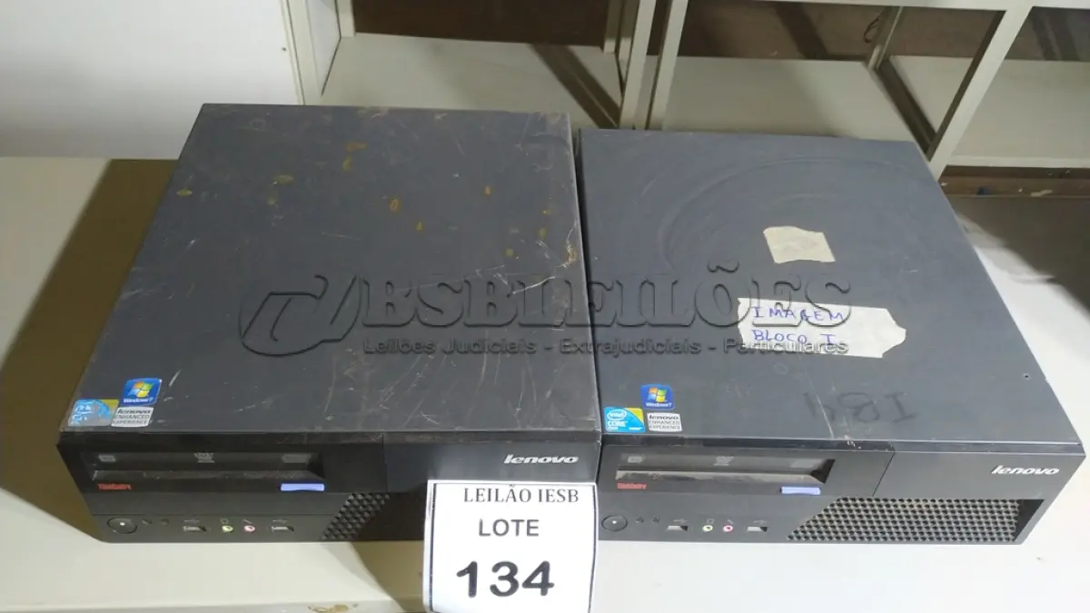 LOTE 134 - 02 CPUS LENOVO. (NO ESTADO) ATENÇÃO! FAZER A VISITAÇÃO ANTES DE ARREMATAR, NÃO SABEMOS SE FUNCIONA, LEILÃO NÃO TEM GARANTIA E NEM DEVOLUÇÃO, SUJEITO A POSSÍVEIS AVARIAS VISÍVEIS/OCULTAS E/OU AUSÊNCIA DE COMPONENTES.
