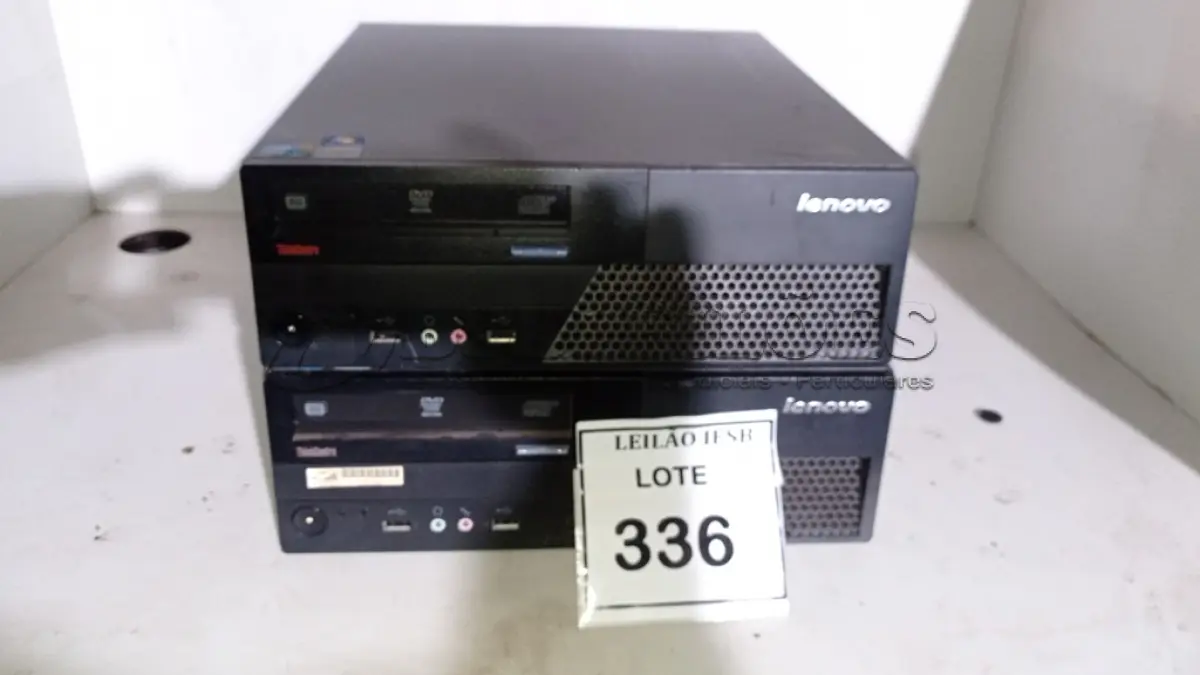 LOTE 336 - 02 CPUS LENOVO. (NO ESTADO) ATENÇÃO! FAZER A VISITAÇÃO ANTES DE ARREMATAR, NÃO SABEMOS SE FUNCIONA, LEILÃO NÃO TEM GARANTIA E NEM DEVOLUÇÃO, SUJEITO A POSSÍVEIS AVARIAS VISÍVEIS/OCULTAS E/OU AUSÊNCIA DE COMPONENTES.