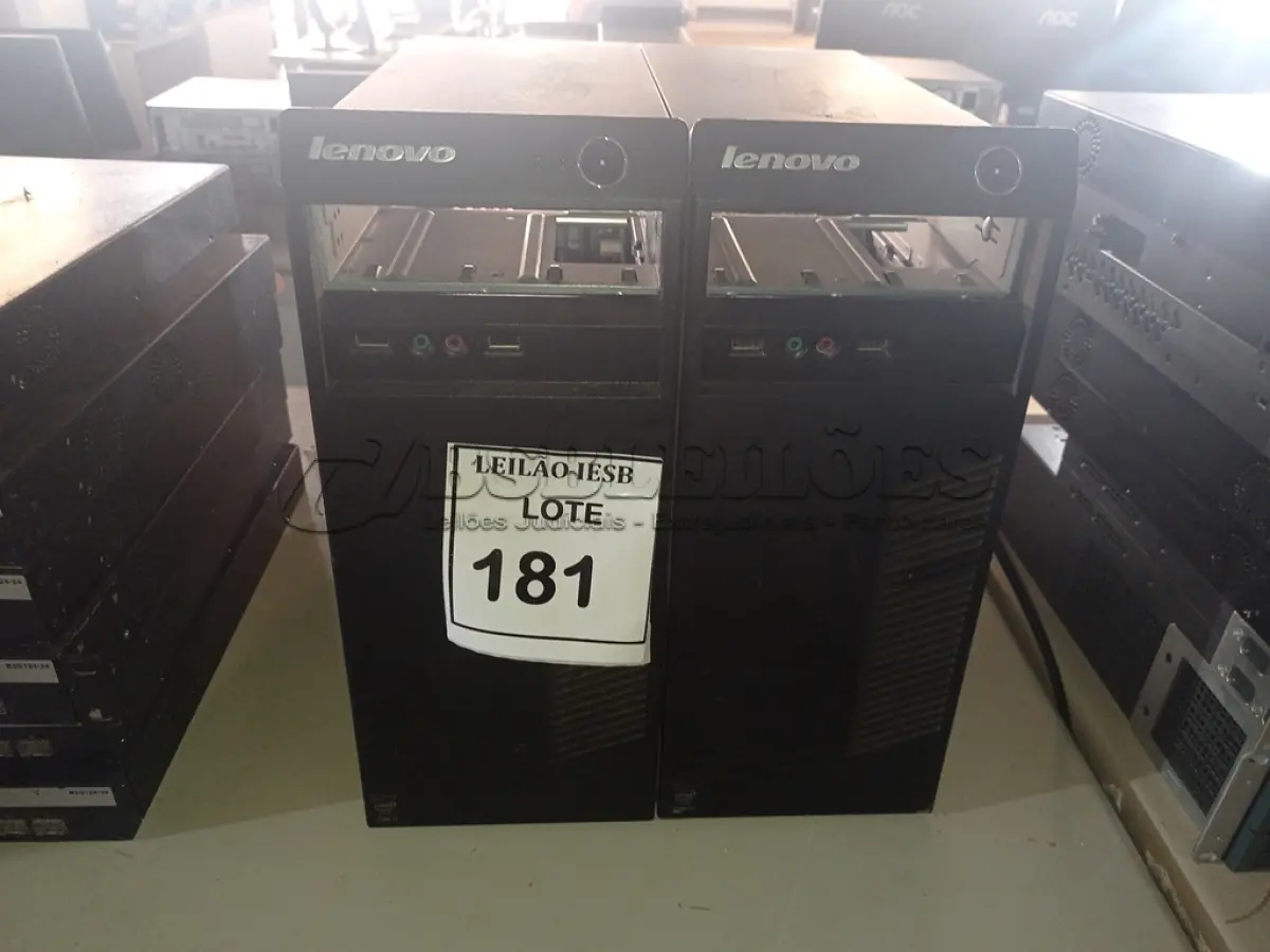 LOTE 181 - 02 CPUS LENOVO. (NO ESTADO) ATENÇÃO! FAZER A VISITAÇÃO ANTES DE ARREMATAR, NÃO SABEMOS SE FUNCIONA, LEILÃO NÃO TEM GARANTIA E NEM DEVOLUÇÃO, SUJEITO A POSSÍVEIS AVARIAS VISÍVEIS/OCULTAS E/OU AUSÊNCIA DE COMPONENTES.