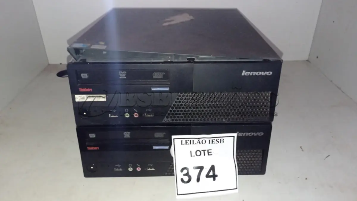 LOTE 374 - 02 CPUS LENOVO. (NO ESTADO) ATENÇÃO! FAZER A VISITAÇÃO ANTES DE ARREMATAR, NÃO SABEMOS SE FUNCIONA, LEILÃO NÃO TEM GARANTIA E NEM DEVOLUÇÃO, SUJEITO A POSSÍVEIS AVARIAS VISÍVEIS/OCULTAS E/OU AUSÊNCIA DE COMPONENTES.