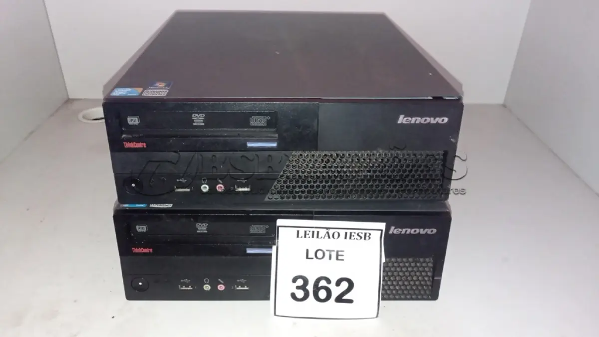 LOTE 362 - 02 CPUS LENOVO. (NO ESTADO) ATENÇÃO! FAZER A VISITAÇÃO ANTES DE ARREMATAR, NÃO SABEMOS SE FUNCIONA, LEILÃO NÃO TEM GARANTIA E NEM DEVOLUÇÃO, SUJEITO A POSSÍVEIS AVARIAS VISÍVEIS/OCULTAS E/OU AUSÊNCIA DE COMPONENTES.