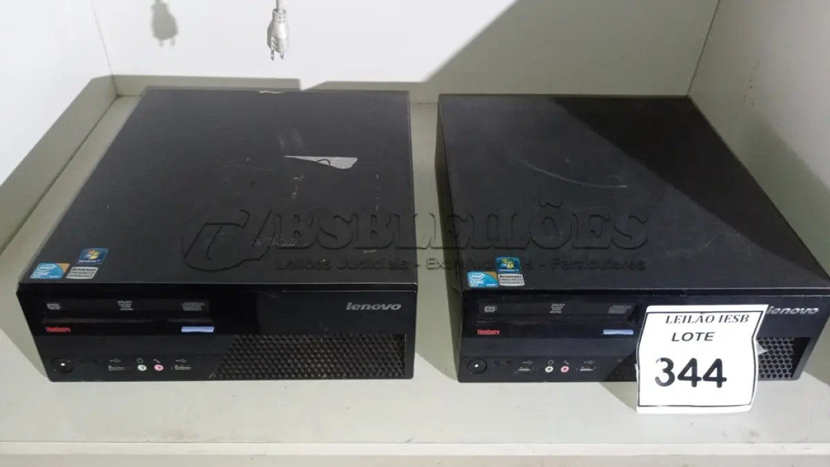 LOTE 344 - 02 CPUS LENOVO. (NO ESTADO) ATENÇÃO! FAZER A VISITAÇÃO ANTES DE ARREMATAR, NÃO SABEMOS SE FUNCIONA, LEILÃO NÃO TEM GARANTIA E NEM DEVOLUÇÃO, SUJEITO A POSSÍVEIS AVARIAS VISÍVEIS/OCULTAS E/OU AUSÊNCIA DE COMPONENTES.