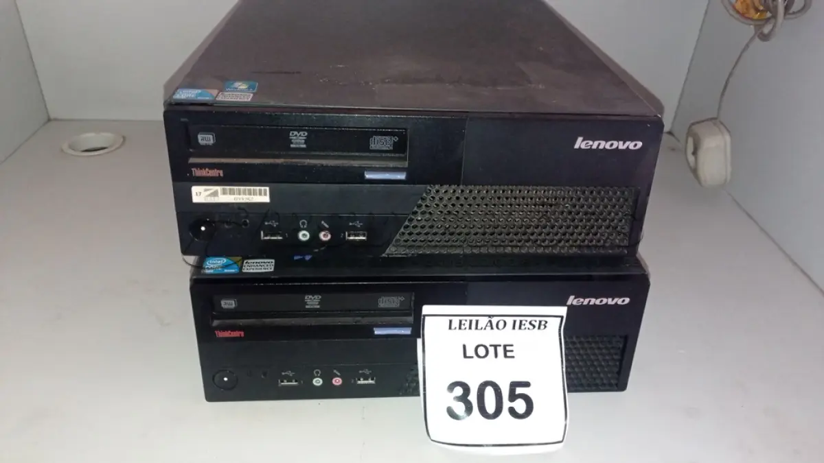 LOTE 305 - 02 CPUS LENOVO. (NO ESTADO) ATENÇÃO! FAZER A VISITAÇÃO ANTES DE ARREMATAR, NÃO SABEMOS SE FUNCIONA, LEILÃO NÃO TEM GARANTIA E NEM DEVOLUÇÃO, SUJEITO A POSSÍVEIS AVARIAS VISÍVEIS/OCULTAS E/OU AUSÊNCIA DE COMPONENTES.
