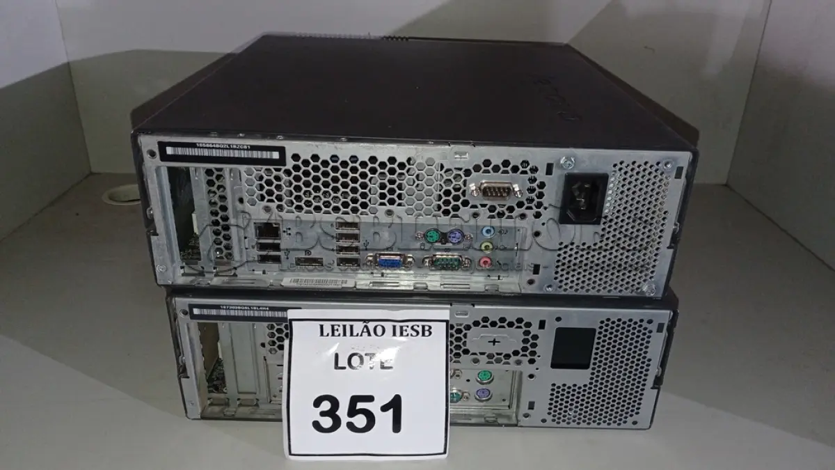 LOTE 351 - 02 CPUS LENOVO. (NO ESTADO) ATENÇÃO! FAZER A VISITAÇÃO ANTES DE ARREMATAR, NÃO SABEMOS SE FUNCIONA, LEILÃO NÃO TEM GARANTIA E NEM DEVOLUÇÃO, SUJEITO A POSSÍVEIS AVARIAS VISÍVEIS/OCULTAS E/OU AUSÊNCIA DE COMPONENTES.