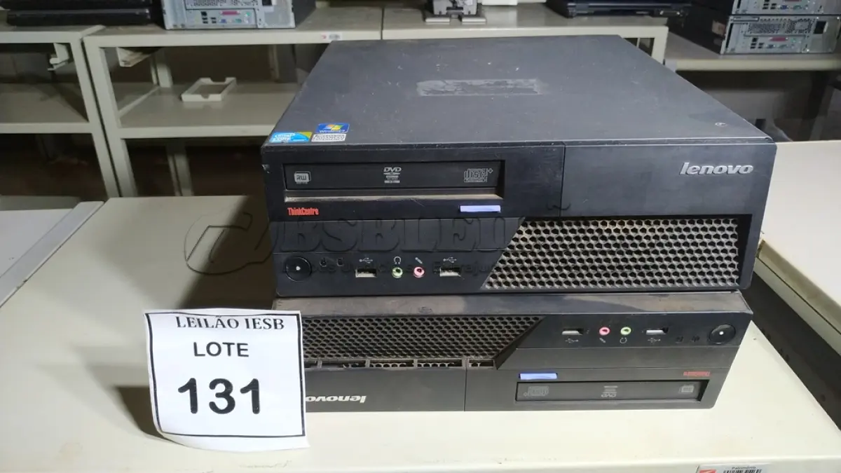 LOTE 131 - 02 CPUS LENOVO. (NO ESTADO) ATENÇÃO! FAZER A VISITAÇÃO ANTES DE ARREMATAR, NÃO SABEMOS SE FUNCIONA, LEILÃO NÃO TEM GARANTIA E NEM DEVOLUÇÃO, SUJEITO A POSSÍVEIS AVARIAS VISÍVEIS/OCULTAS E/OU AUSÊNCIA DE COMPONENTES.