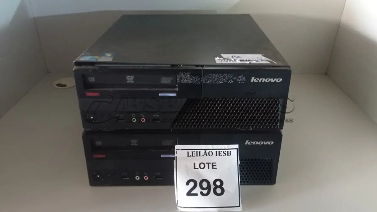 LOTE 298 - 02 CPUS LENOVO. (NO ESTADO) ATENÇÃO! FAZER A VISITAÇÃO ANTES DE ARREMATAR, NÃO SABEMOS SE FUNCIONA, LEILÃO NÃO TEM GARANTIA E NEM DEVOLUÇÃO, SUJEITO A POSSÍVEIS AVARIAS VISÍVEIS/OCULTAS E/OU AUSÊNCIA DE COMPONENTES.