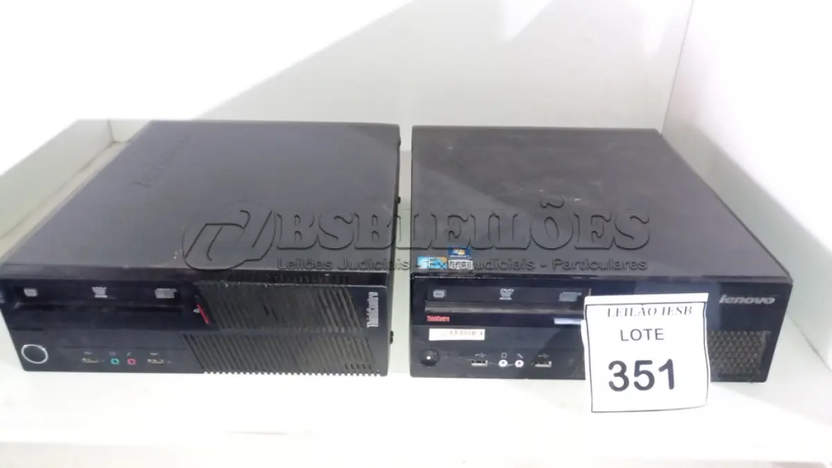 LOTE 351 - 02 CPUS LENOVO. (NO ESTADO) ATENÇÃO! FAZER A VISITAÇÃO ANTES DE ARREMATAR, NÃO SABEMOS SE FUNCIONA, LEILÃO NÃO TEM GARANTIA E NEM DEVOLUÇÃO, SUJEITO A POSSÍVEIS AVARIAS VISÍVEIS/OCULTAS E/OU AUSÊNCIA DE COMPONENTES.