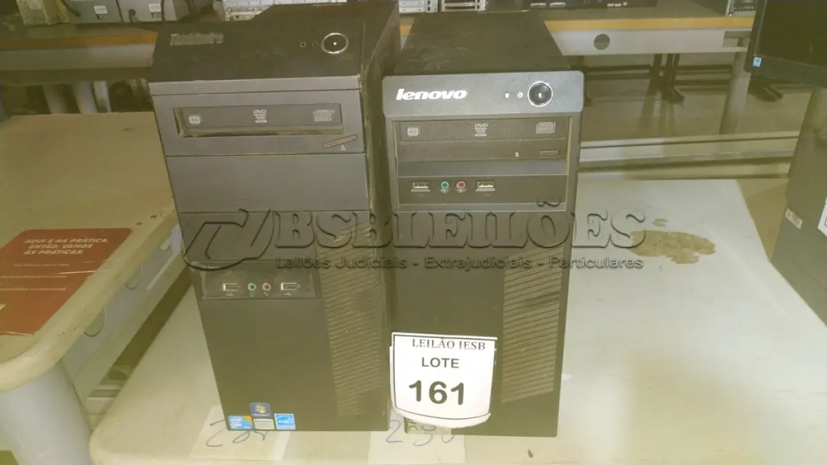 LOTE 161 - 02 CPUS LENOVO. (NO ESTADO) ATENÇÃO! FAZER A VISITAÇÃO ANTES DE ARREMATAR, NÃO SABEMOS SE FUNCIONA, LEILÃO NÃO TEM GARANTIA E NEM DEVOLUÇÃO, SUJEITO A POSSÍVEIS AVARIAS VISÍVEIS/OCULTAS E/OU AUSÊNCIA DE COMPONENTES.