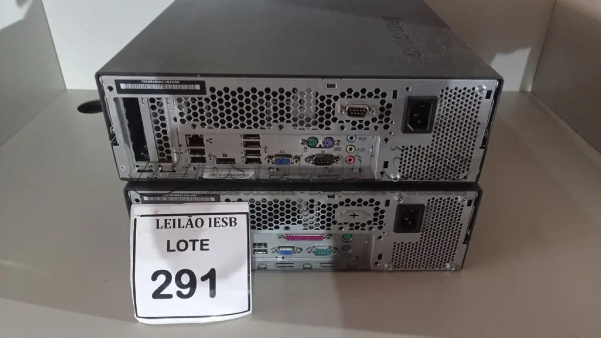 LOTE 291 - 02 CPUS LENOVO. (NO ESTADO) ATENÇÃO! FAZER A VISITAÇÃO ANTES DE ARREMATAR, NÃO SABEMOS SE FUNCIONA, LEILÃO NÃO TEM GARANTIA E NEM DEVOLUÇÃO, SUJEITO A POSSÍVEIS AVARIAS VISÍVEIS/OCULTAS E/OU AUSÊNCIA DE COMPONENTES.