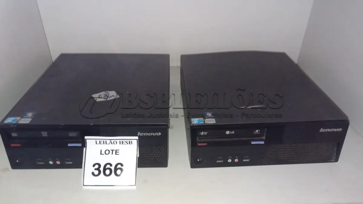 LOTE 366 - 02 CPUS LENOVO. (NO ESTADO) ATENÇÃO! FAZER A VISITAÇÃO ANTES DE ARREMATAR, NÃO SABEMOS SE FUNCIONA, LEILÃO NÃO TEM GARANTIA E NEM DEVOLUÇÃO, SUJEITO A POSSÍVEIS AVARIAS VISÍVEIS/OCULTAS E/OU AUSÊNCIA DE COMPONENTES.