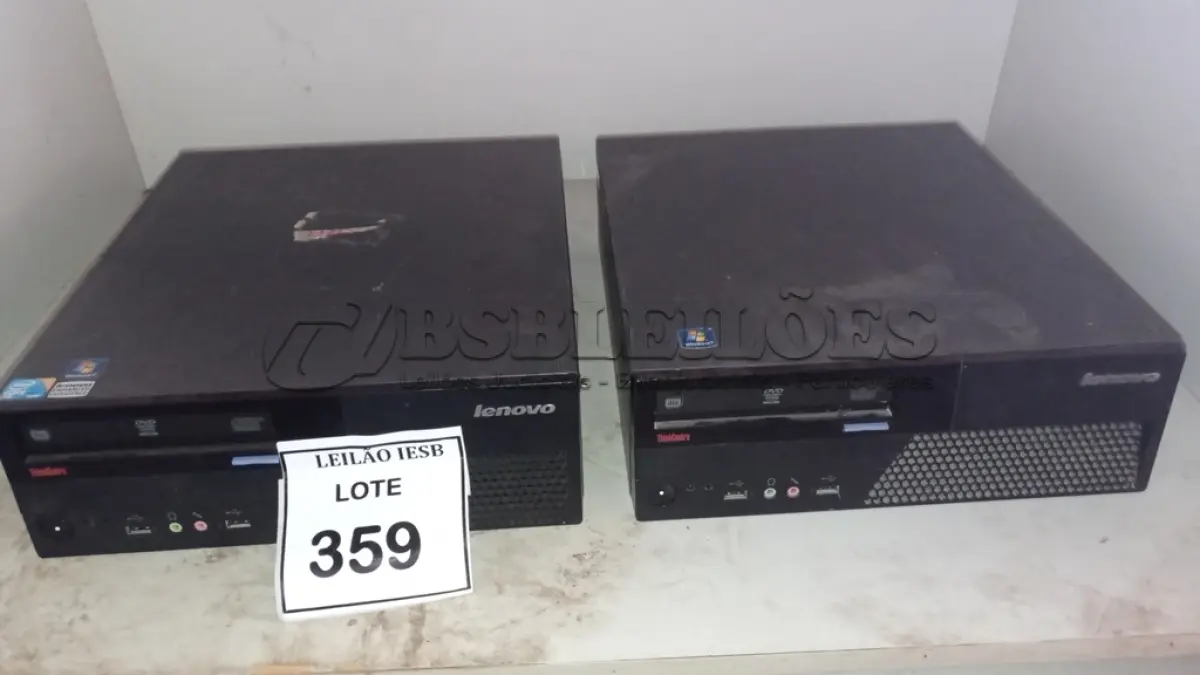 LOTE 359 - 02 CPUS LENOVO. (NO ESTADO) ATENÇÃO! FAZER A VISITAÇÃO ANTES DE ARREMATAR, NÃO SABEMOS SE FUNCIONA, LEILÃO NÃO TEM GARANTIA E NEM DEVOLUÇÃO, SUJEITO A POSSÍVEIS AVARIAS VISÍVEIS/OCULTAS E/OU AUSÊNCIA DE COMPONENTES.