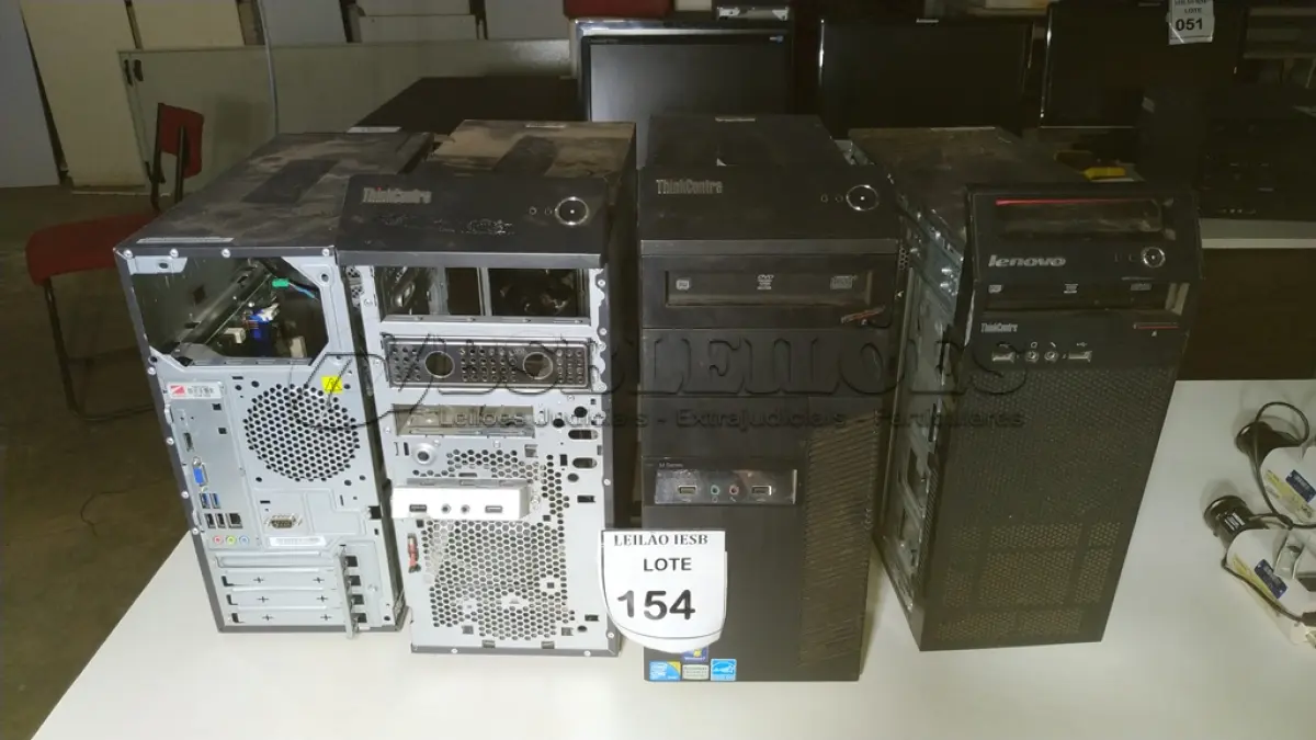 LOTE 154 - 04 CPU LENOVO INCOMPLETAS. (NO ESTADO) ATENÇÃO! FAZER A VISITAÇÃO ANTES DE ARREMATAR, NÃO SABEMOS SE FUNCIONA, LEILÃO NÃO TEM GARANTIA E NEM DEVOLUÇÃO, SUJEITO A POSSÍVEIS AVARIAS VISÍVEIS/OCULTAS E/OU AUSÊNCIA DE COMPONENTES.