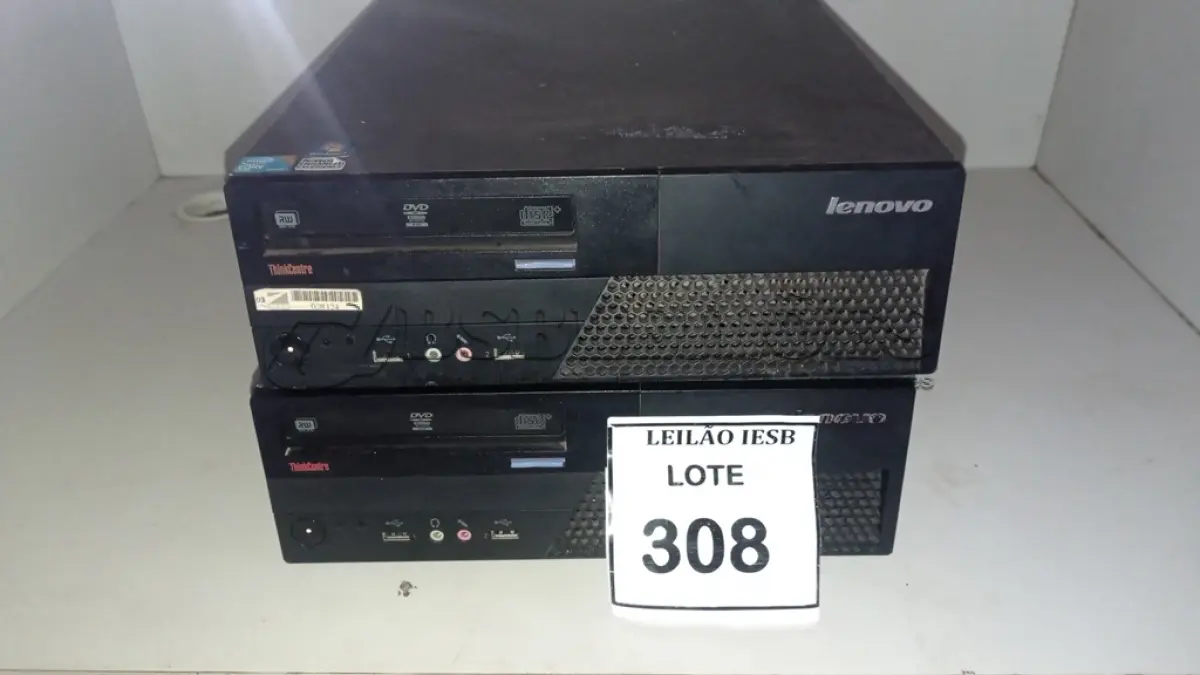 LOTE 308 - 02 CPUS LENOVO. (NO ESTADO) ATENÇÃO! FAZER A VISITAÇÃO ANTES DE ARREMATAR, NÃO SABEMOS SE FUNCIONA, LEILÃO NÃO TEM GARANTIA E NEM DEVOLUÇÃO, SUJEITO A POSSÍVEIS AVARIAS VISÍVEIS/OCULTAS E/OU AUSÊNCIA DE COMPONENTES.